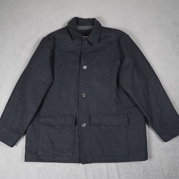 Vintage Old Navy Mens Black Wool Peacoat XXL Quilt lining single breasted City - Picture 1 of 13